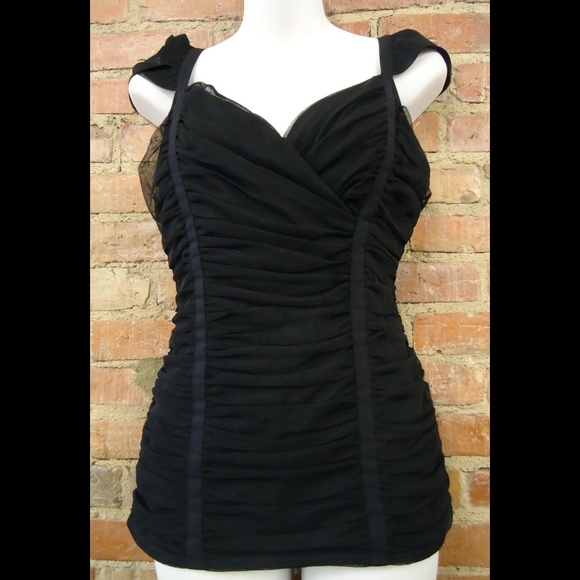 Sexy Black Ruched Tank Top LIKE NEW! - Picture 1 of 6